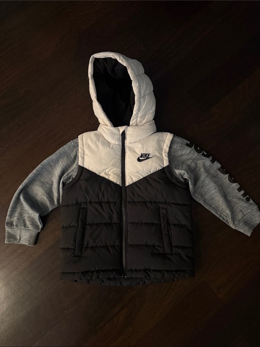 Nike Kids Black, White & Gray Hooded sweater vest (one piece)